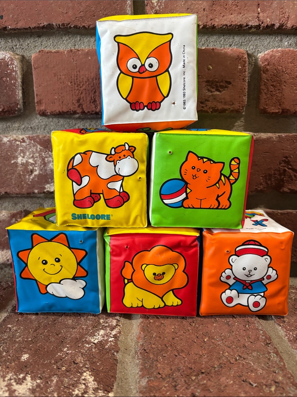 Vintage Shelcore Soft Squeeze Foam Learning Blocks Set of 6 -Early Learning Toy